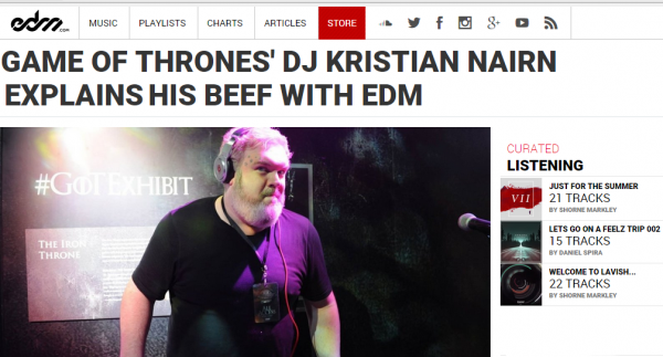 Kristian Nairn EDM.com feature Howard Stern