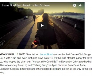 Lucas Nord's 'Run on Love (feat. Tove Lo)' Featured on Billboard's Chart Beat