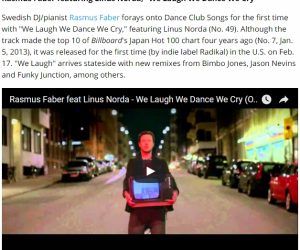 Billboard Features Rasmus Faber's "We Laugh We Dance We Cry" on Dance Chart Upstarts