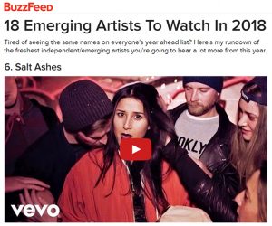 Salt Ashes Featured on BuzzFeed 18 Emerging Artists To Watch In 2018 Salt Ashes Featured on BuzzFeed 18 Emerging Artists To Watch In 2018